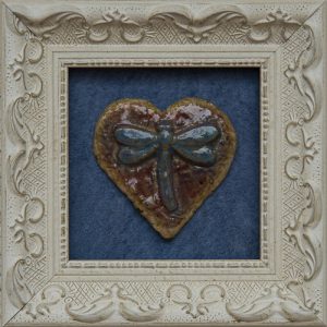 Fired Clay Dragonfly in a Heart | Margo Marlow Art